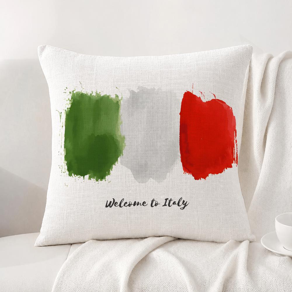 Flag Italy Flag Cushion Cover Natural Linen Pillowcase Set AllinOne Decor Cushion Cover for Sofa Bedroom Chair