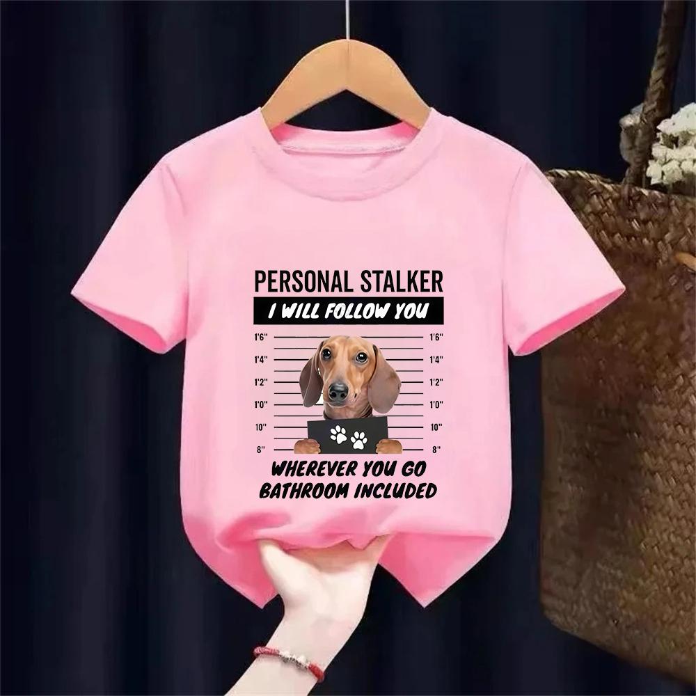 Dachshund Teckel Funny Cute Dog Animal TShirt Kid Girls Short Sleeve Summer Fashion Tshirt Casual Fashion Tee Shirt ONeck Tops