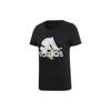 adidas W Mh Blume T-Shirt Logo Amerikanischer Vintage Druck Lässig Sport Rundhals Laufen Training Kurzarm Atmungsaktives T-Shirt Damen Oberteile Schwarz ED6160