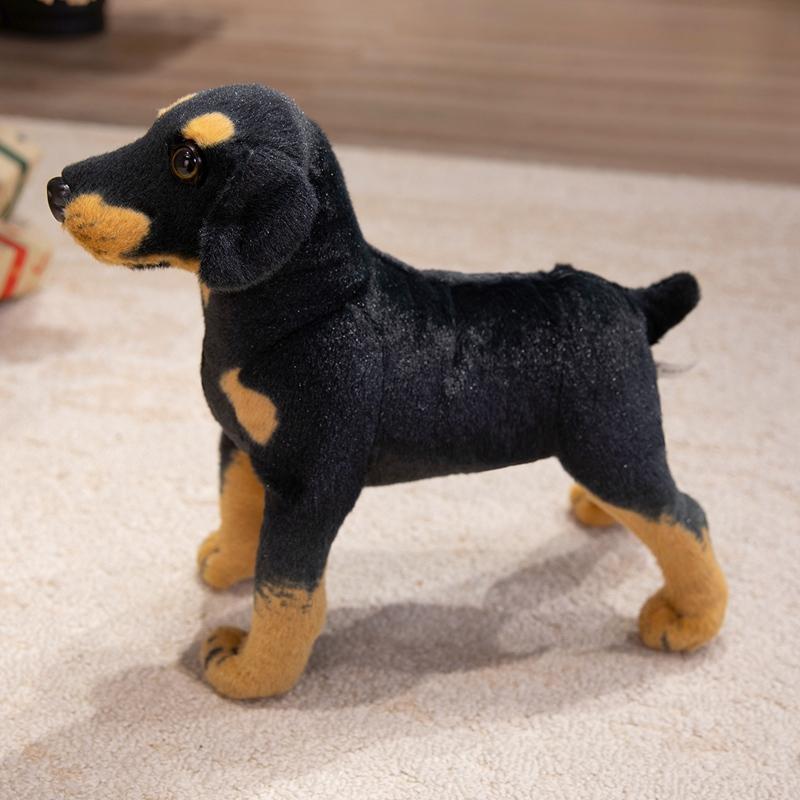 Rottweiler-Plüschtier, 3D-Simulation, stehender schwarzer Hund, superrealistisch, Dobermann-ähnliches Stofftier, tolles Geschenk für Kinder zu Weihnachten und Halloween