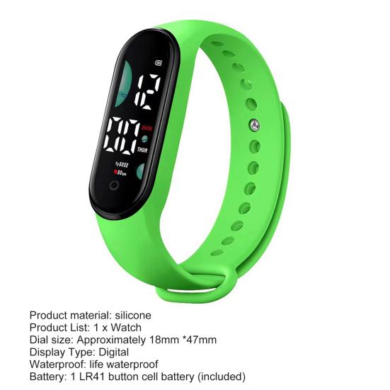 M9 Electronic Watch LED Touch Control Waterproof Casual Multifunctional Week Time Display Lightweight Men Women Unisex Sports Bracelet for Kids
