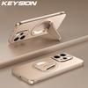 KEYSION Magnetic Phone Case for VIVO V70 5G Metal Paint Soft Silicone+PC Upright Kickstand Shockproof Back Cover for VIVO V70