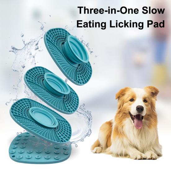 Pet Slow Feeder Mat Collapsible Silicone Dog Food Bowl with Lick Mat Slow Feeding Puzzle Bowl for Dogs And Cats