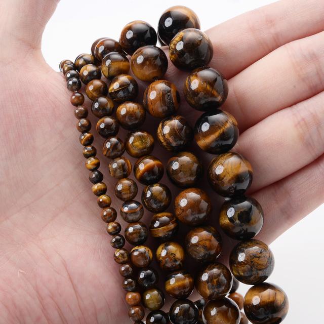 Natural Round Stone 4 6 8 10 12mm Tiger Eye Crystals Lava Turquoises Jades Loose Bead for Jewelry Making DIY Bracelet Needlework