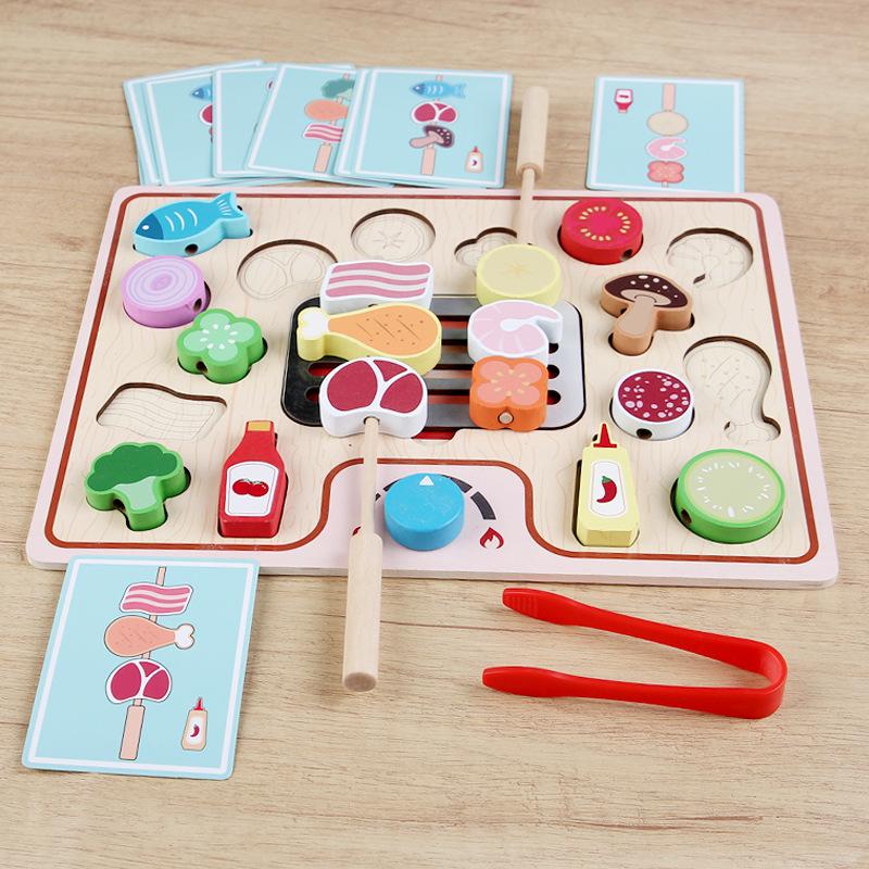 Wooden Role-Playing BBQ Playhouse: Early Education Puzzle Toy for Parent-Child Interaction Large