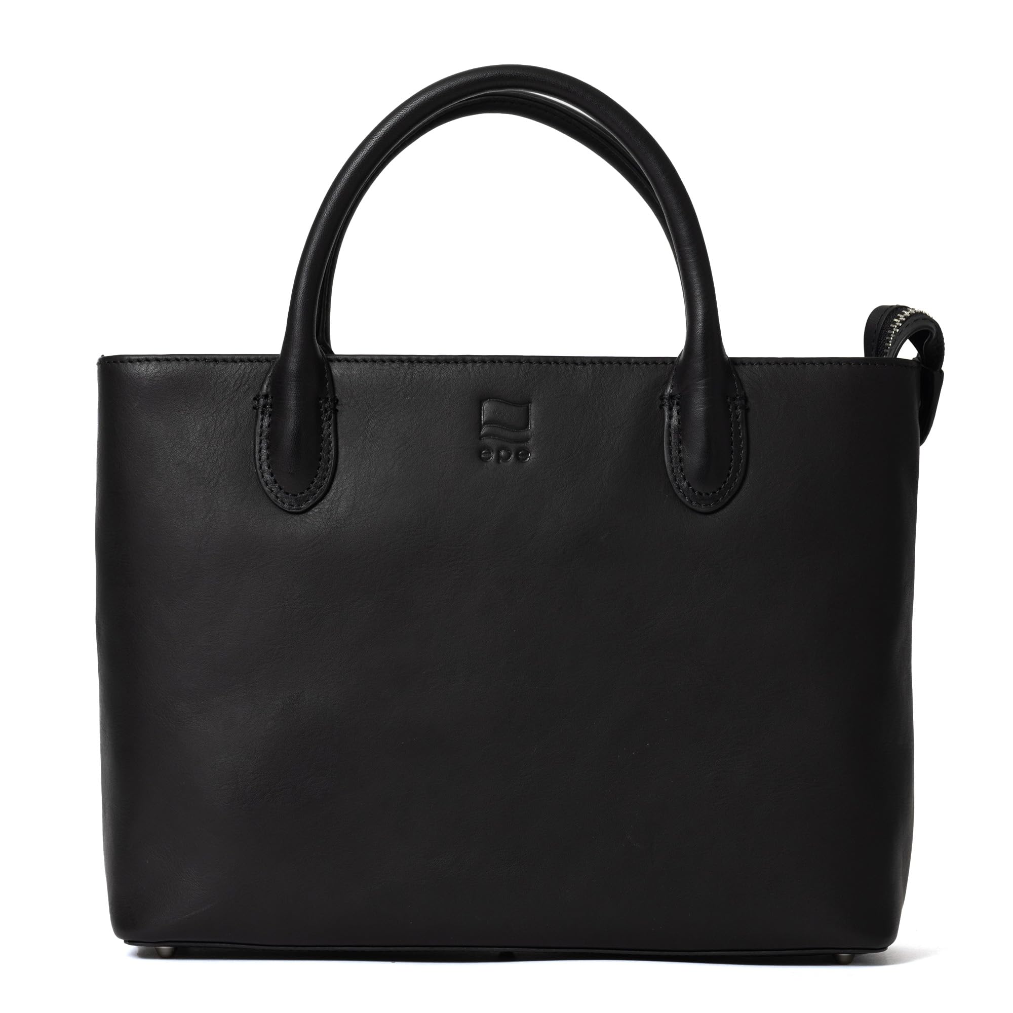 

epe Mini Tote Bag, Men s, Genuine Leather, with Zipper (Black)