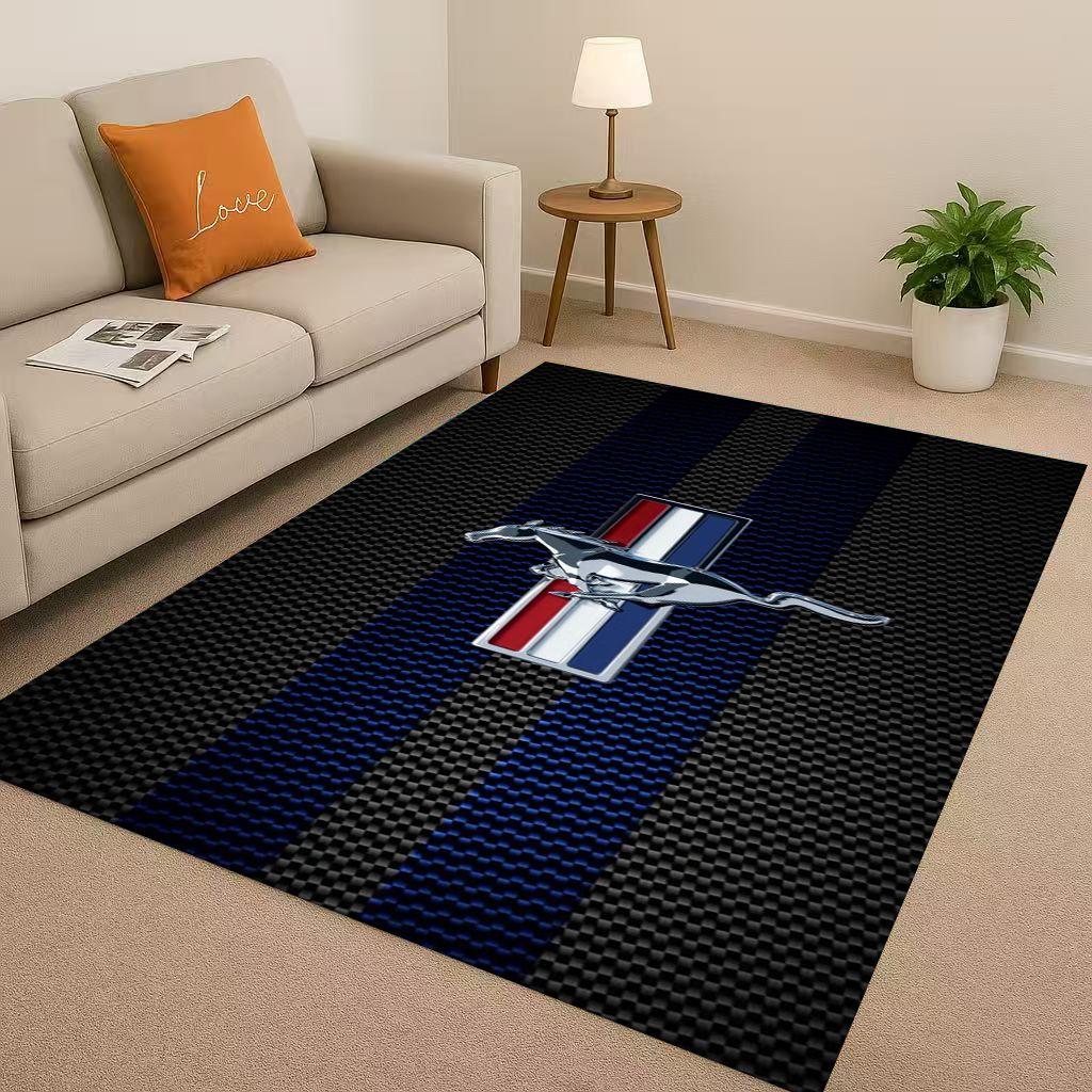 

New Mustang Racing Car Logo Moto Living Room Non-Slip Area Rug Carpet for Bedroom Playroom Sofa,Easy Clean Home Decor Doormat 40x60cm( 15x23in )