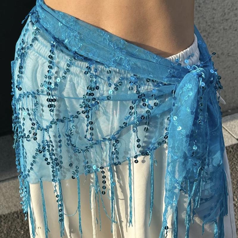 Versatile Belly Dance Waist Chain Tassel Triangular Scarf Waist Belt Jazz Dance Accessories Indian Dance Holiday Fart Curtain