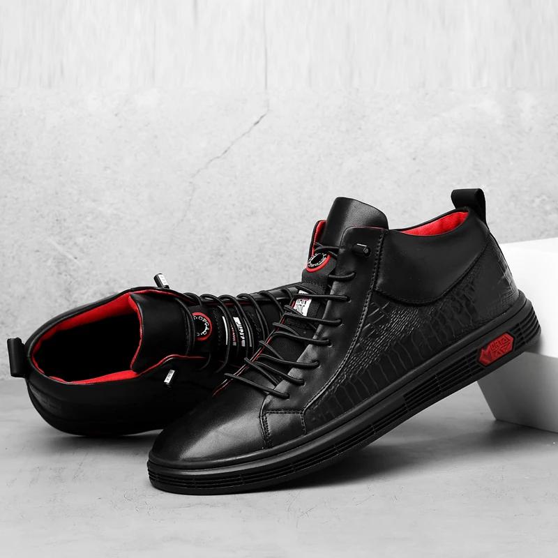 New Winter Men Boots Retro Genuine Leather Men's Shoes Brand High Quality Keep Warm Handmade Black Sneakers Shoes For Men