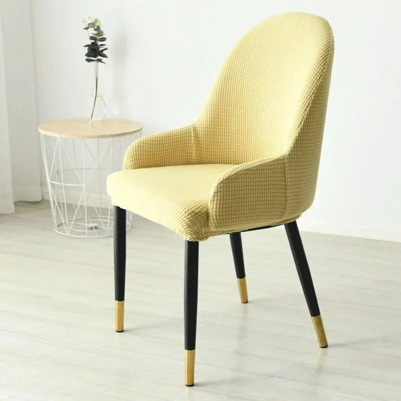 1/2/4/6pcs Polar Fleece Dining Chair Cover Elastic All-inclusive Solid Color Curved Back Chair Slipcovers Furniture Protector