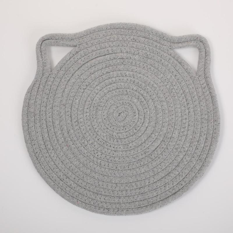 30cm simple solid color cat ear cotton rope placemat kitchen insulation and heat-resistant pad cotton thread pot mat cup mat