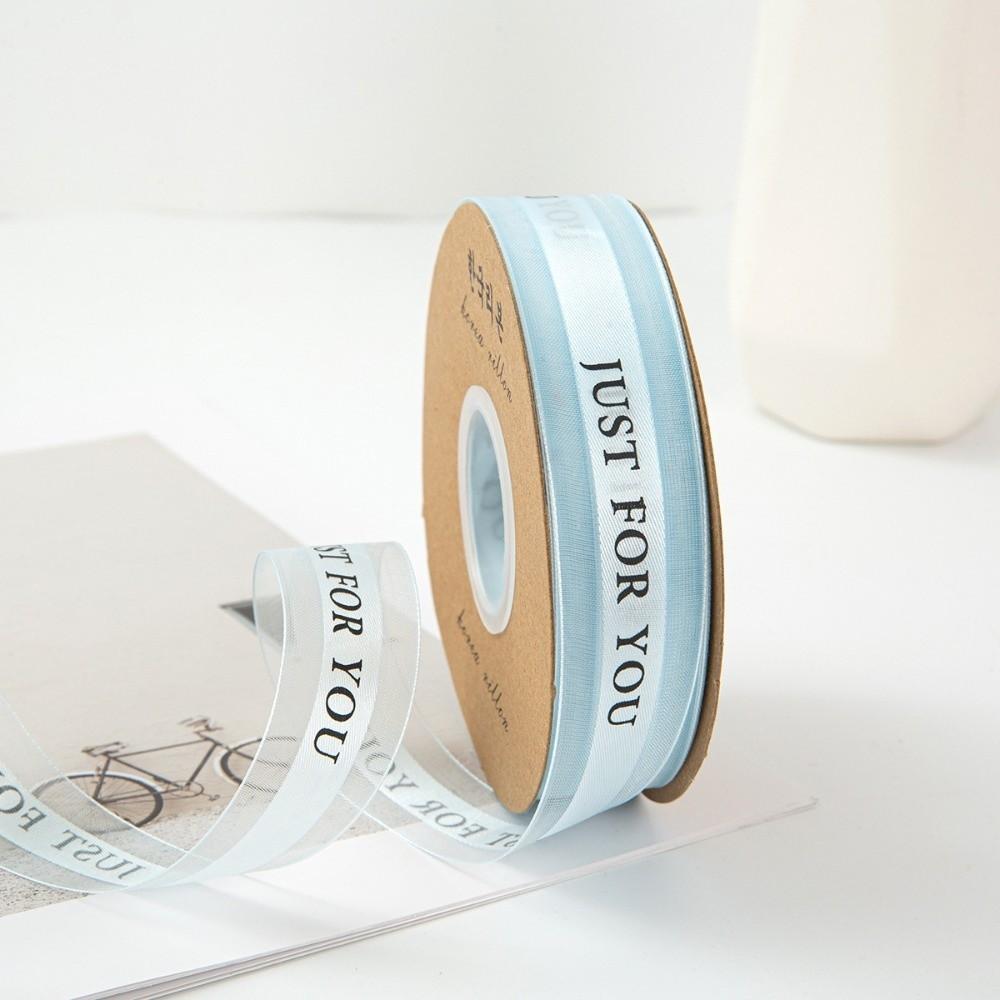 Decorative 1.1cm Chiffon Silk Ribbon "JUST FOR YOU" DIY Printed Ribbon Flexible Sheer Wrap Decor Ribbon Wedding Decoration