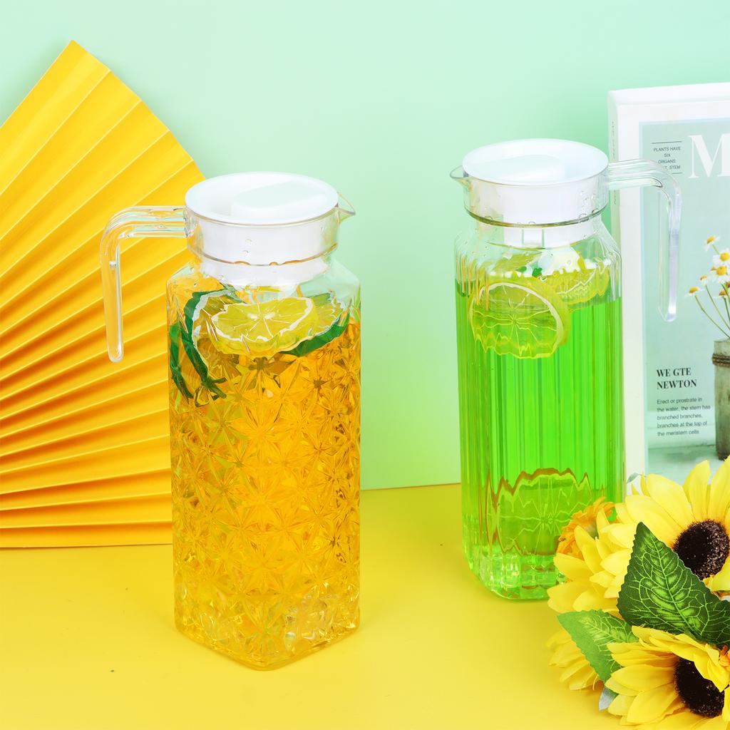 2 Pack Acrylic Pitchers, 37Oz Clear Plastic Pitcher With Removable Lid