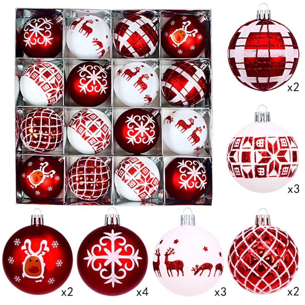 

16PCS Multicolor Christmas Ball Set 6cm Xmas Ornament Ball Durable Xmas Baubles Party 9
