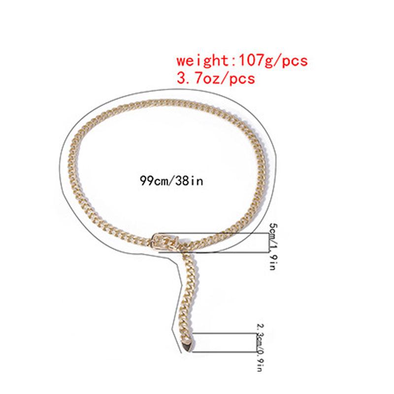 Kvinner Kjede Belte Mote Kvinne Dame Sølv Gull Lang Pin Spenne Metall Belter Jeans Midje Kjeder for Kjole Ketting Riem