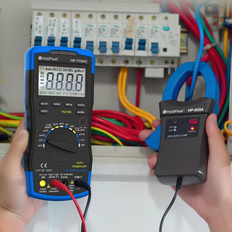 HoldPeak HP-770HC Digital Multimeter Tester True RMS Smart Autoranging Probe With NCV+HP-605A Clamp Adapter 600A AC/DC Current