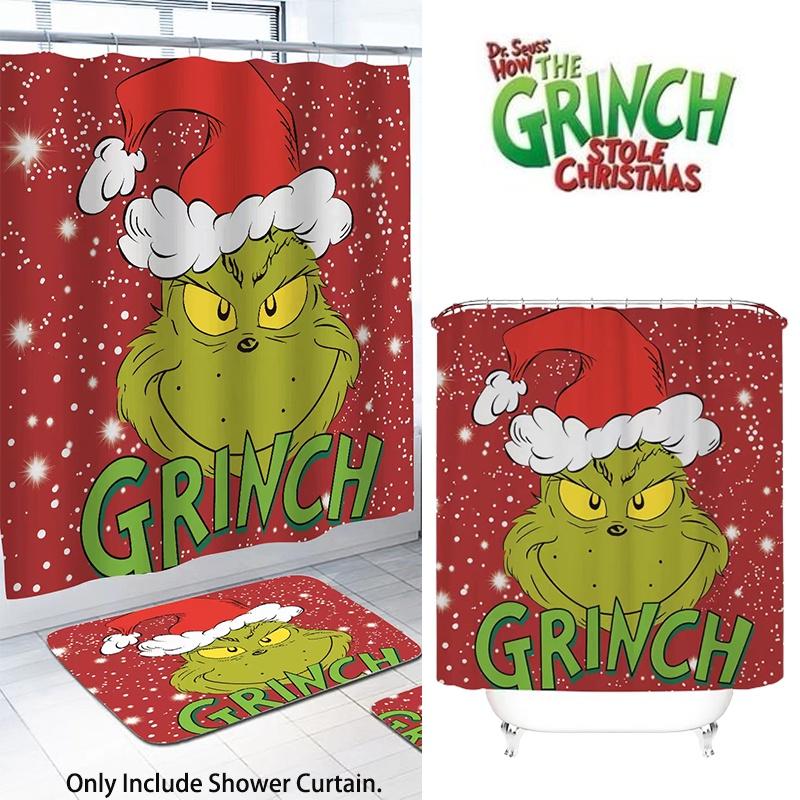 Curtain Christmas Shower How The Stole Christmas Waterproof With Hooks