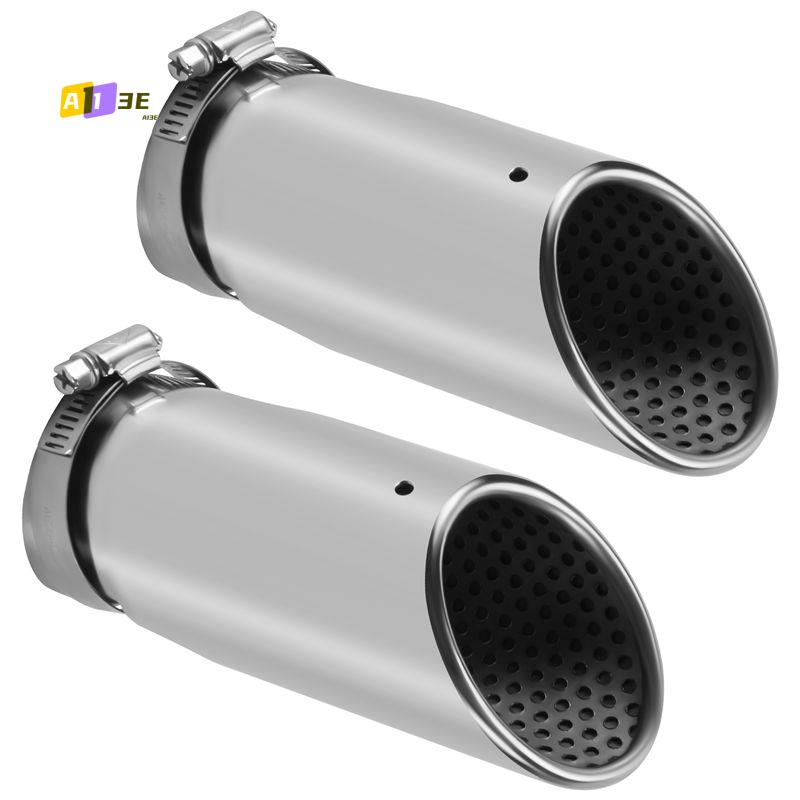 A03E-2Pcs For Mercedes Benz C180 Car Exhaust Muffler Tip Stainless Steel Pipe Chrome Modified Car Rear Tail Throat Liner Accesso