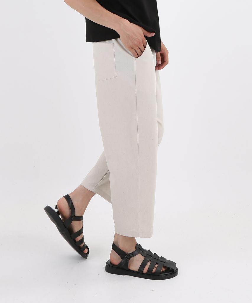 UNLC Linen Semi-Wide Crop Pants 3Col