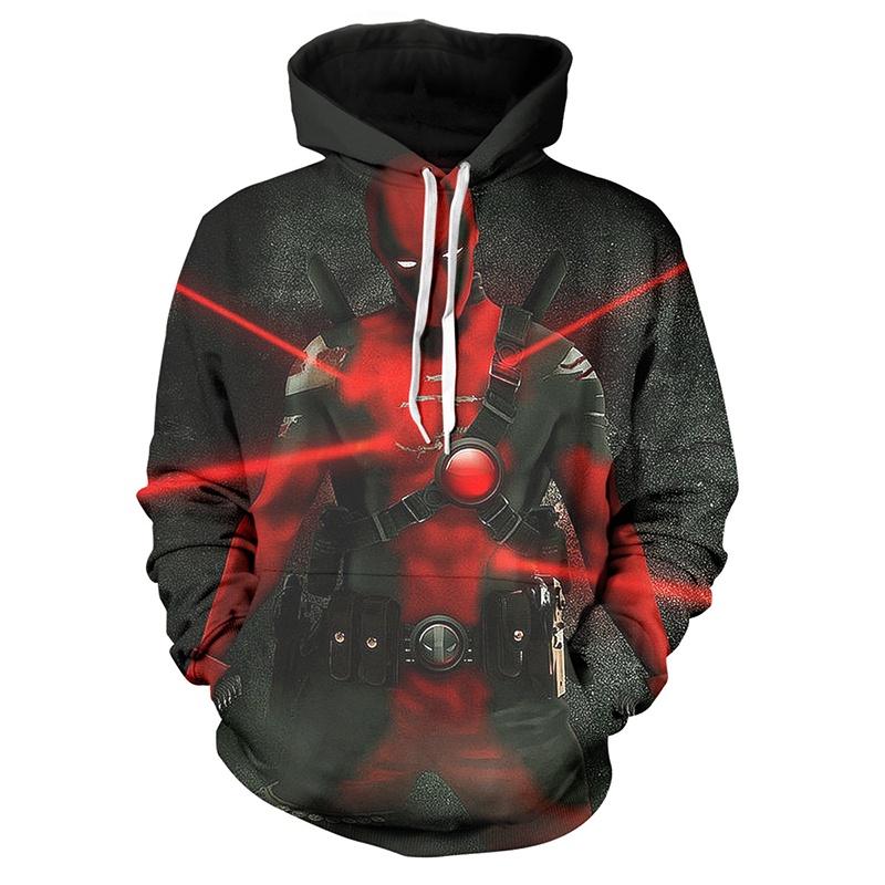 Men's Deadpool Sweatshirts Long Sleeve Hooded Coat Pullover Hoodies With Superhero Design