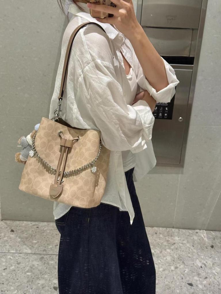 KOUJIA 2025 Rowan Bucket Bag: Classic Monogram Mother-and-Child Shoulder/Crossbody Handbag