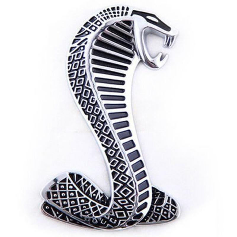 For Ford Mustang Cobra Snake Shelby Metal Front Grill Logo Emblem Badge Chrome