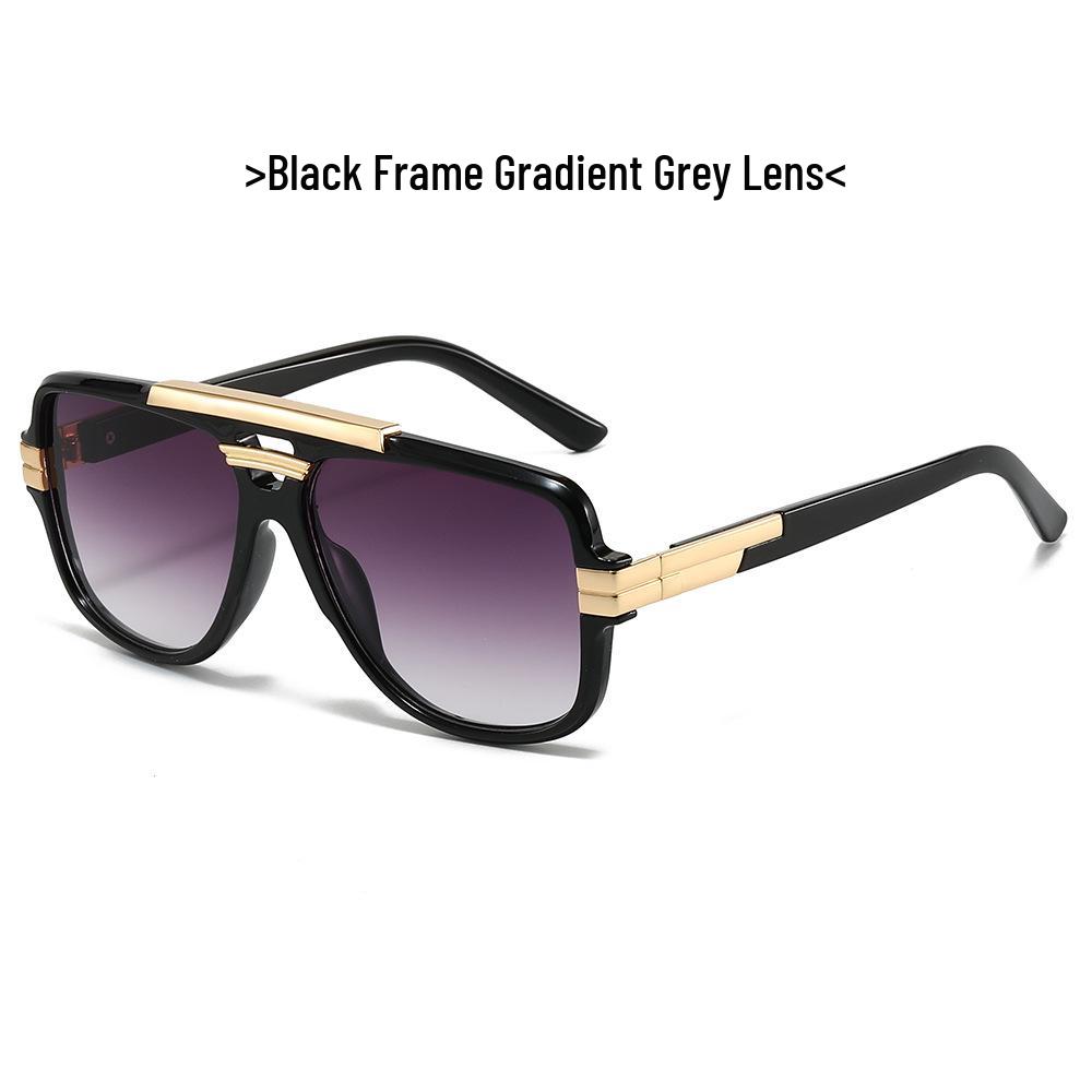 Trendy European-American Retro Square Frame Men's Metal Sunglasses