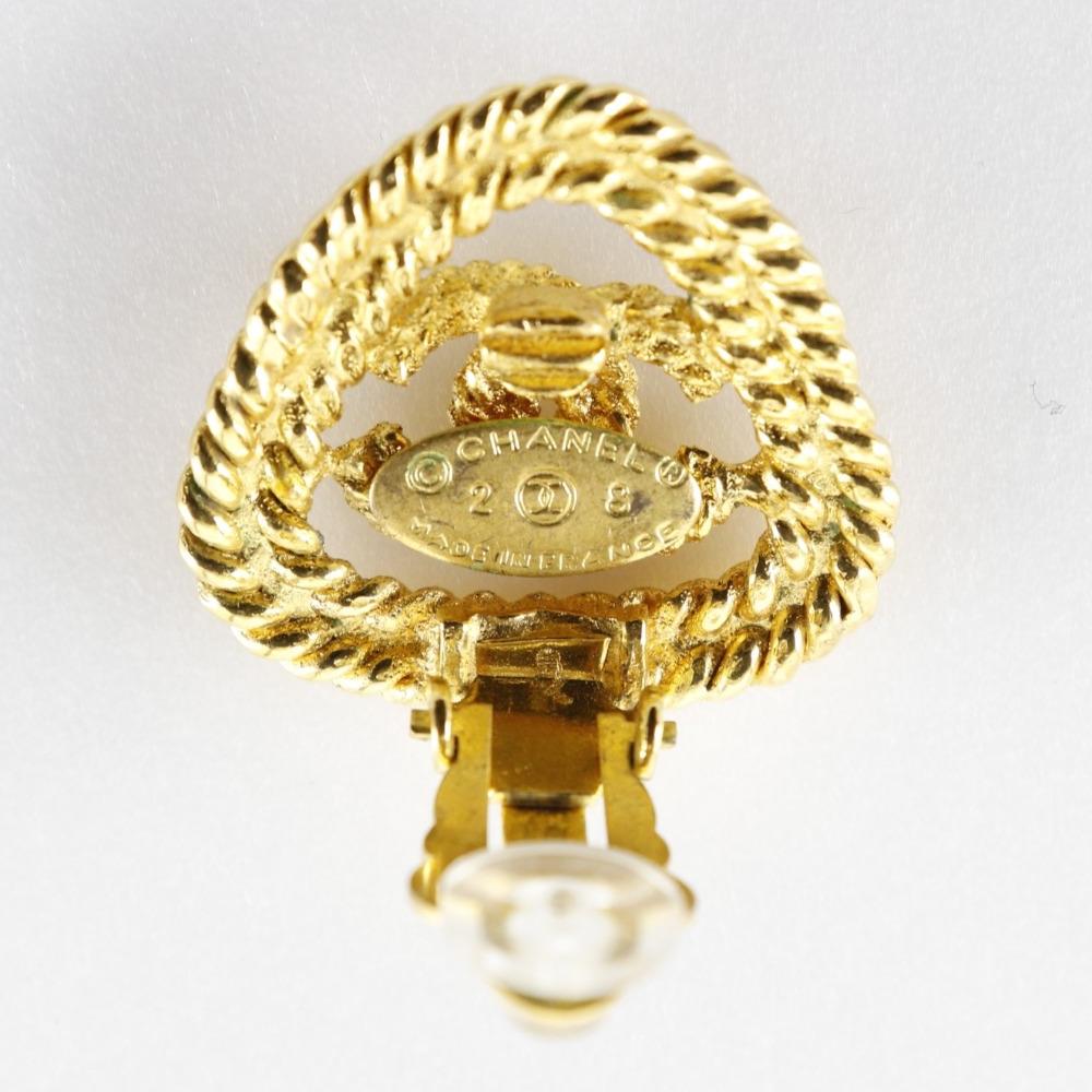 Chanel COCO Mark Earring Gold Plated Gold 13g Women Used
