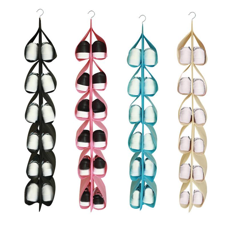 1pc Shoes Storage Hanging Bag Non-woven Fabric Shoe Storage Bag Multi-layer Foldable Wardrobe Shoe Holder Wardrobe Organizer