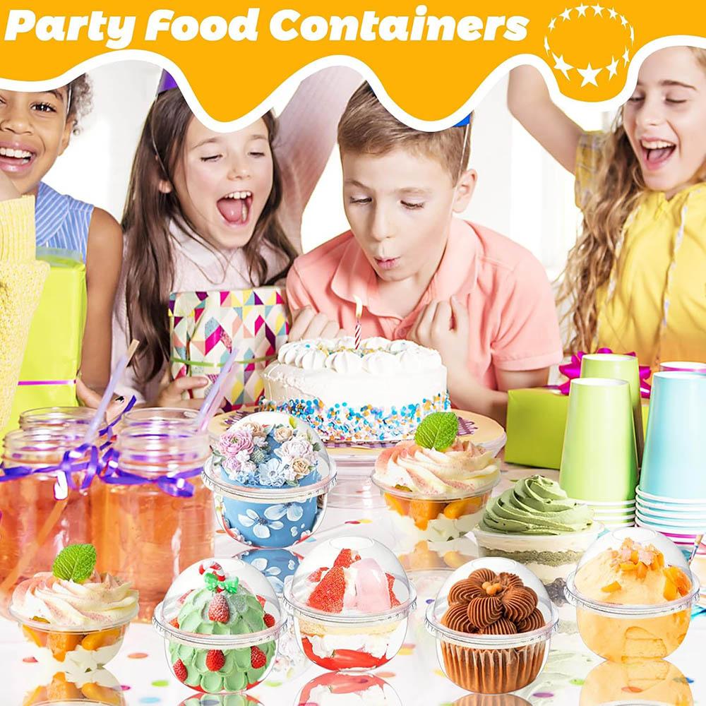 50Pc 9oz Clear Plastic Cups with Dome Lids,Disposable Dessert Party Cup,Parfait Food Containers for Candy,Fruit,Smoothie,Cupcake
