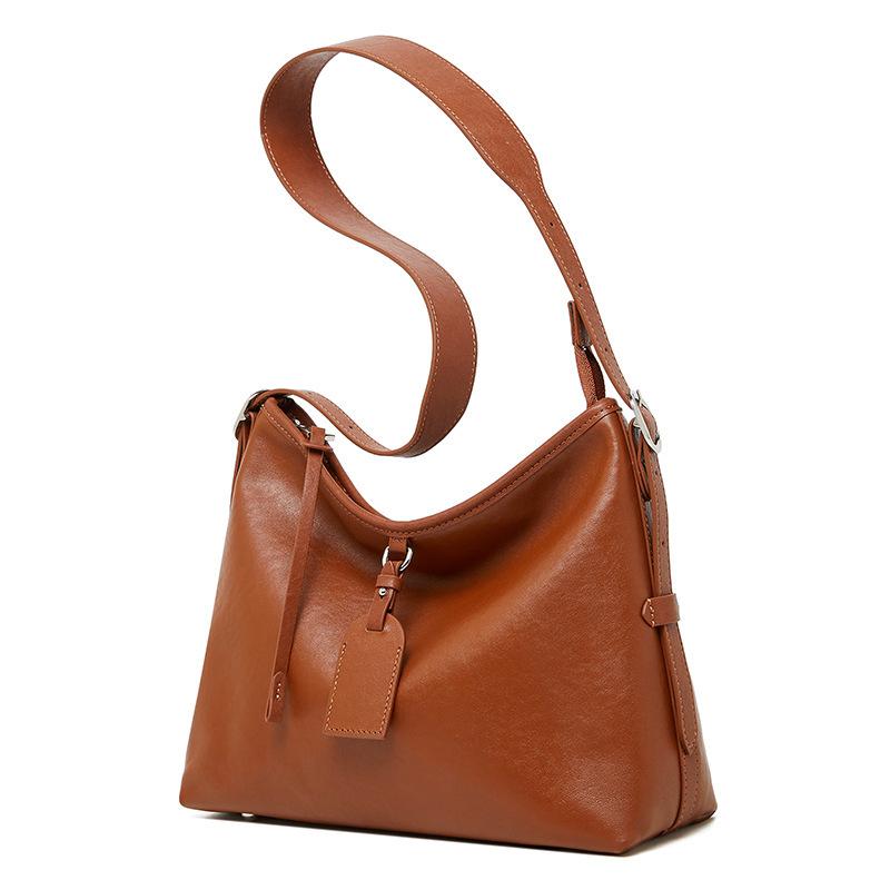 

Leather Women S Bag Lazy Style First Layer Vegetable Tanned Cowhide Tote Bag Large Capacity Shoulder Bag Simple Versatile Messenger Bag коричневый