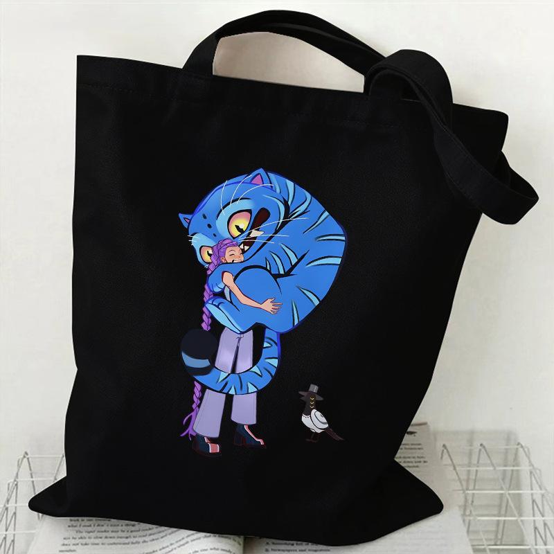 Spot KPOP Demon Hunter Group Printed Canvas Bag Student Daily Trend Handbag Shopping Bag
