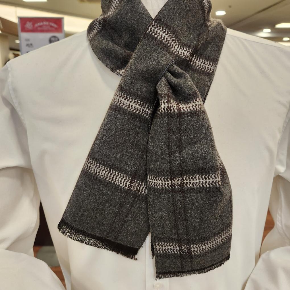 Bachi Men's Soft and Warm Gray Check Petite Muffler VM1M4BS109 GO_Bupyeong Branch