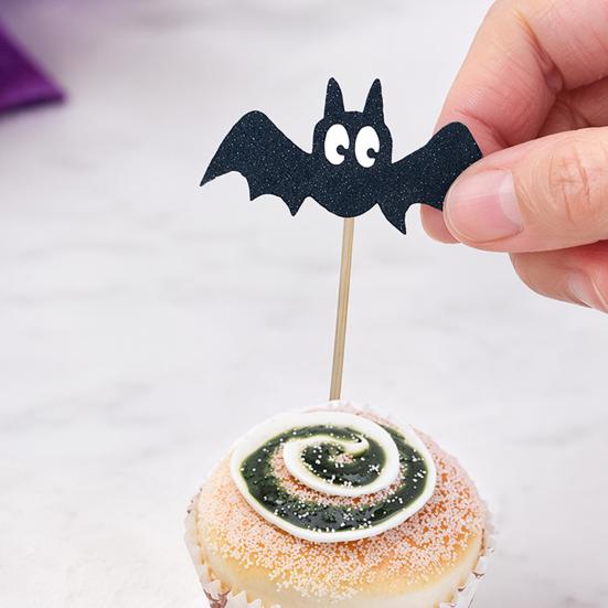 8 Pcs Halloween Bat Cupcake Toppers Black Bat Cake Picks for Halloween Baby Shower