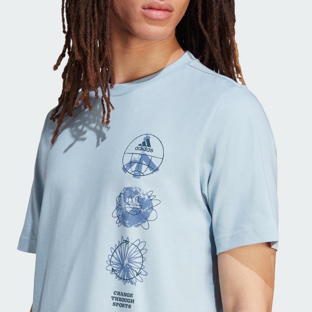 Adidas T Shirts Men's Blue Crew Neck Moderate Straight Fit IL5404