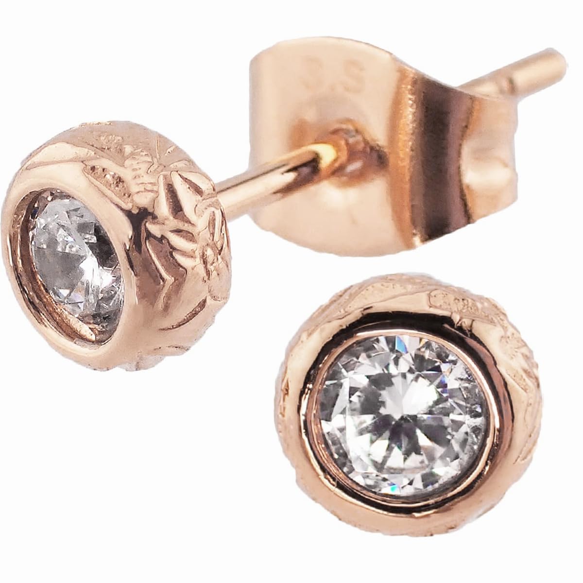 

Хірургічна нержавіюча сталь Гавайські ювелірні вироби 1 камінь Прості сережки з прокруткою Плюмерії Гіпоалергенні [Piena] (Рожеве золото)