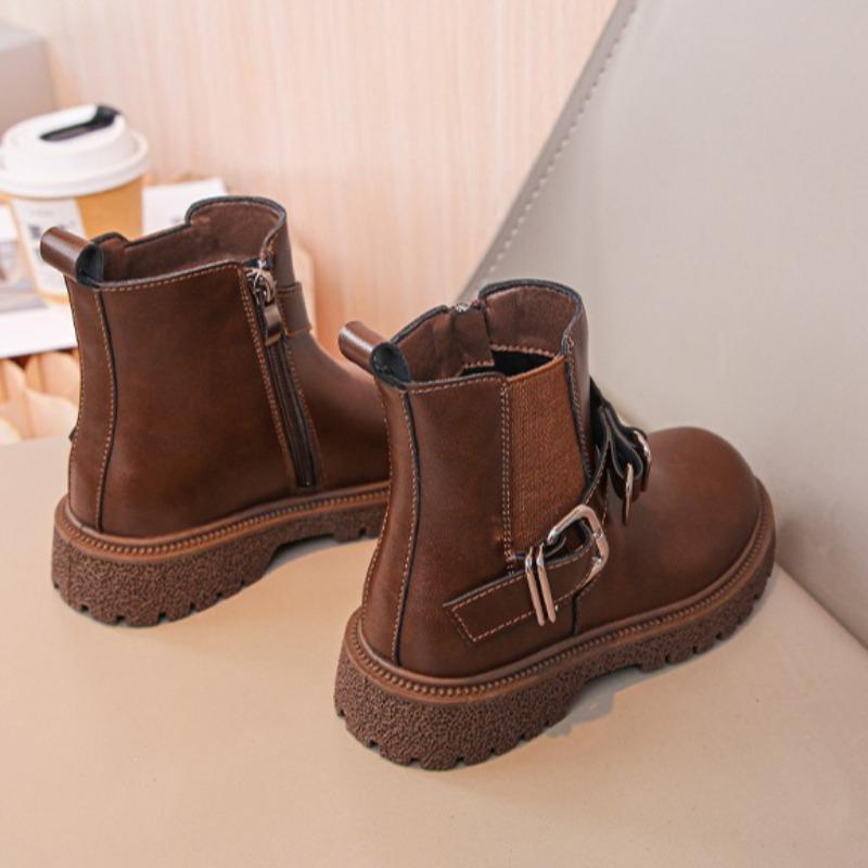 Autumn Girl Boot New Fashion Simple Ankle Boots Anti Slip Soft Sole Comfort Leather Boots Retro Trend Warm Short Kid Boot Botas