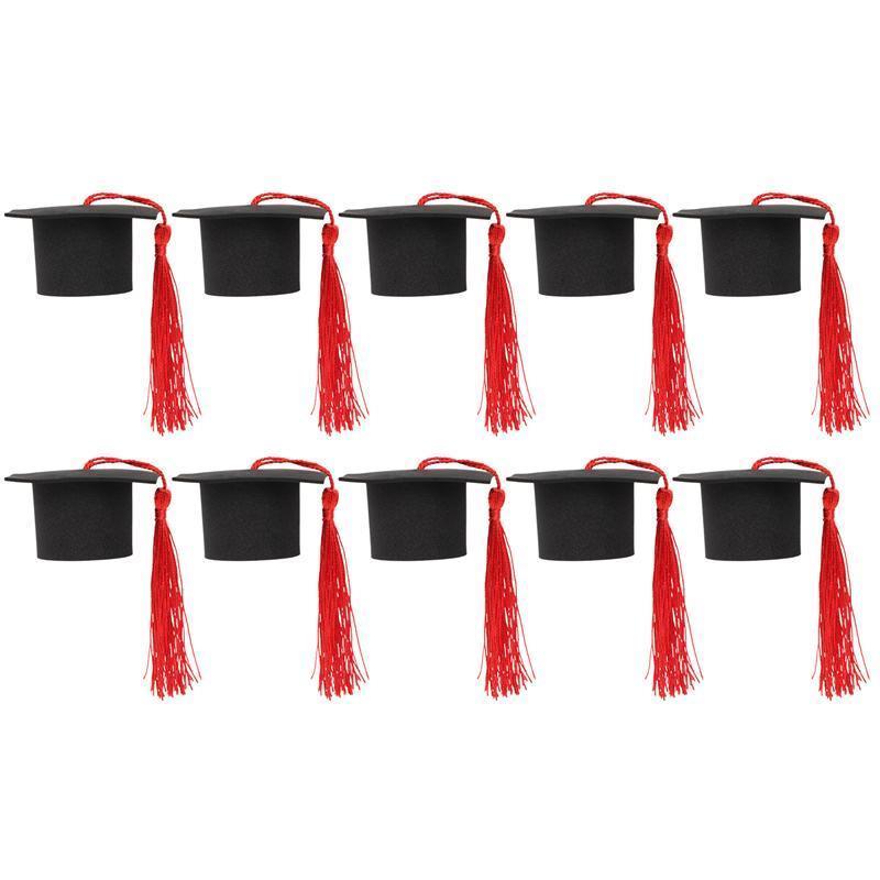 

10pcs Mini Graduation Cap Doctoral Caps Mini Cute Graduation Cap Party Graduation Graduation Small Grad Hat Bottle Caps for 5.5x3cm червоний