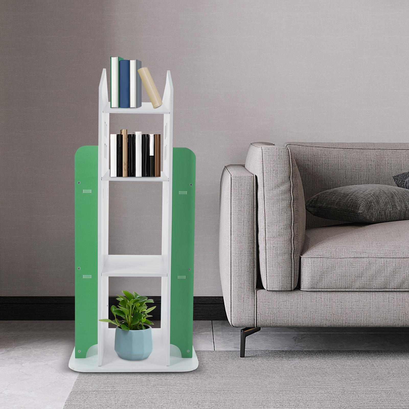 

Green Large 360° Rotating Bookshelf for Kids, Castle-Style Revolving Bookcase Organizer, 4-Tier Floor Standing Shelf,Holds 100kg зелёный