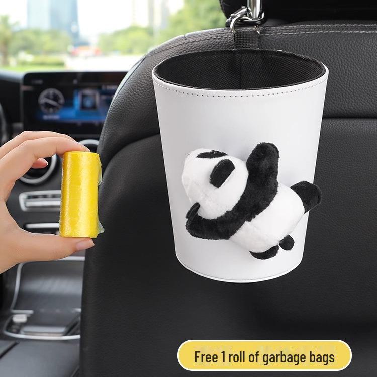 Panda Car Hanging Trash Can & Organizer