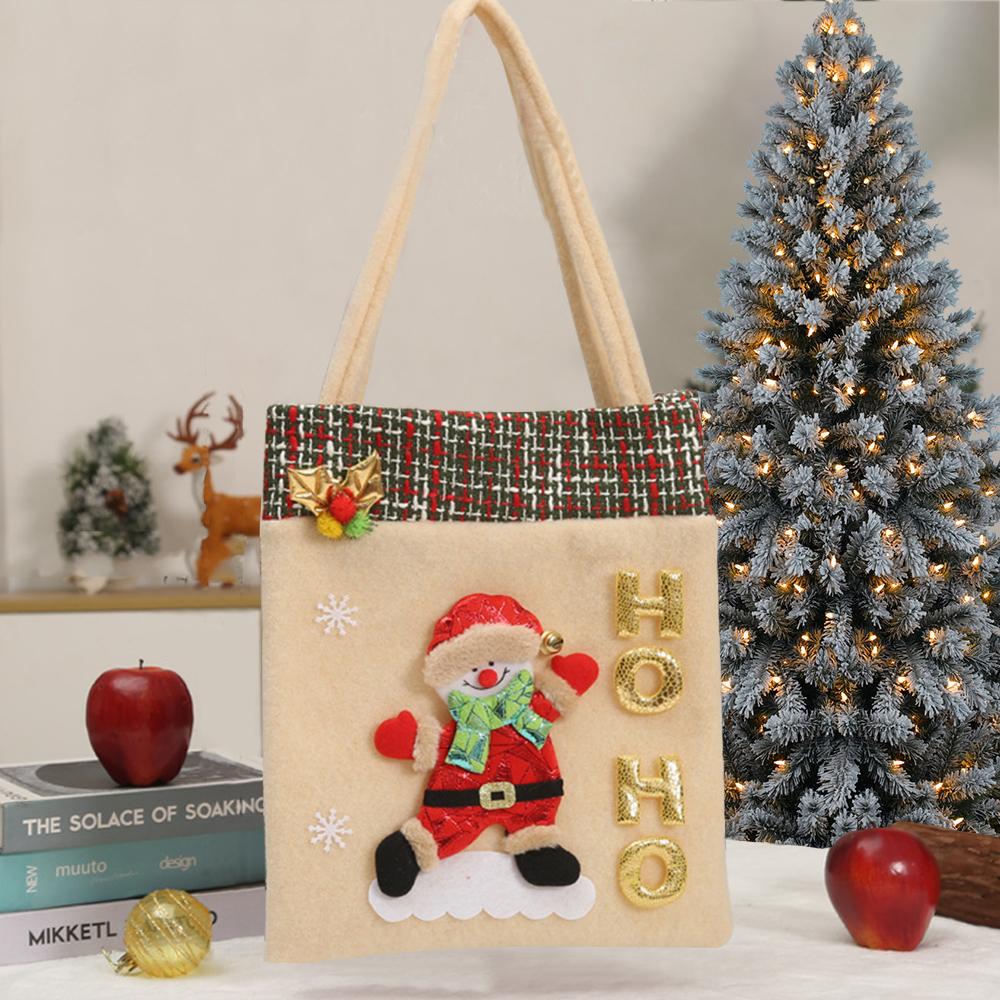 

1 шт. Рождественская сумка-тоут, Нетканая сумка-тоут для конфет, Сумка-тоут с подарками Санта-Клауса для банкета, Рождественское украшение для домашней вечеринки 58x28cm абрикосовый