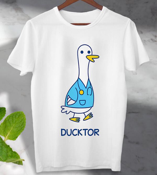 

Ducktor Duck Doctor T Shirt Drawing Vintage Look Cartoon Unisex Men s Ladies Top XL