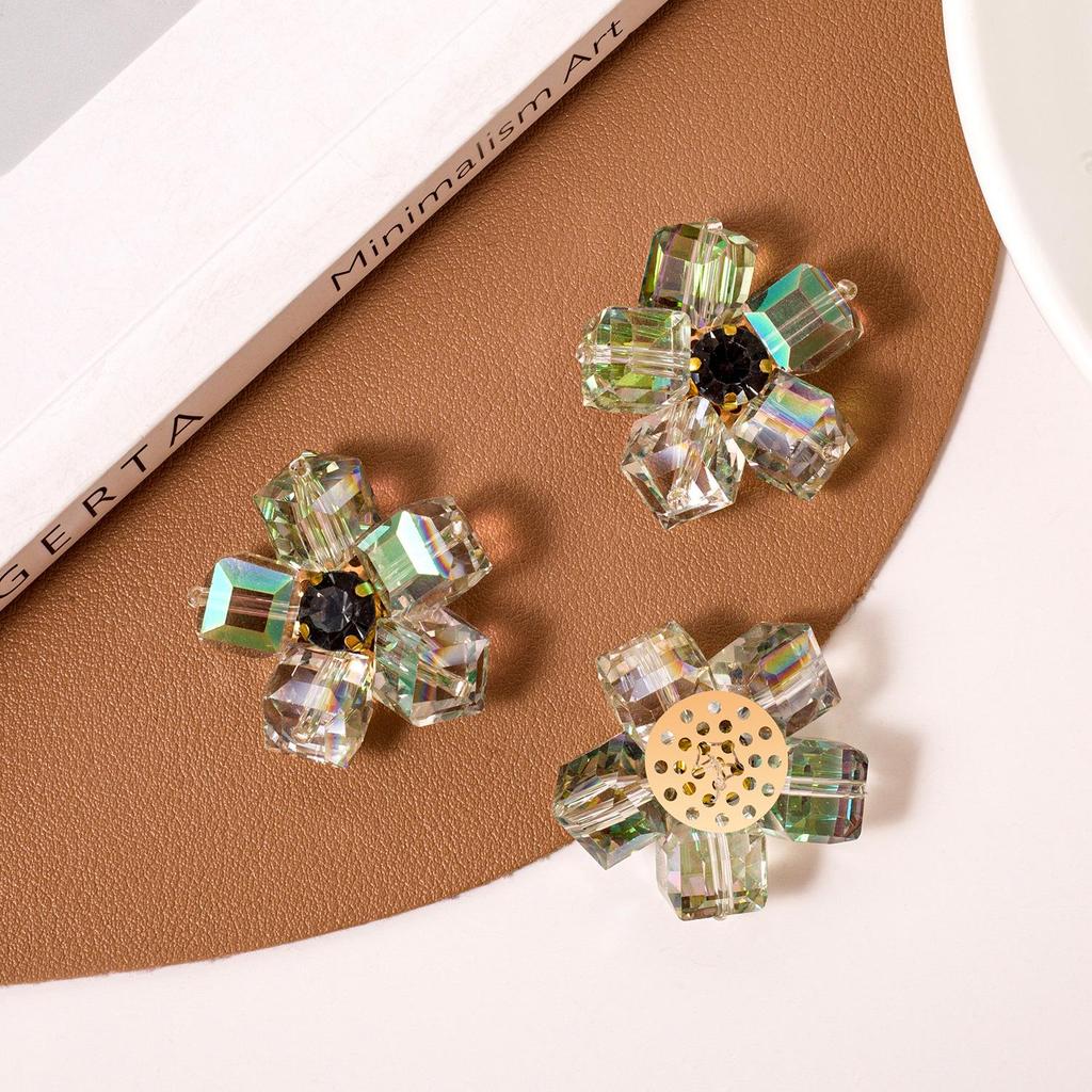 Parches de Tela con Flor de Pedrería de Cristal Coreana Cosidos a Mano para Accesorios de Bricolaje