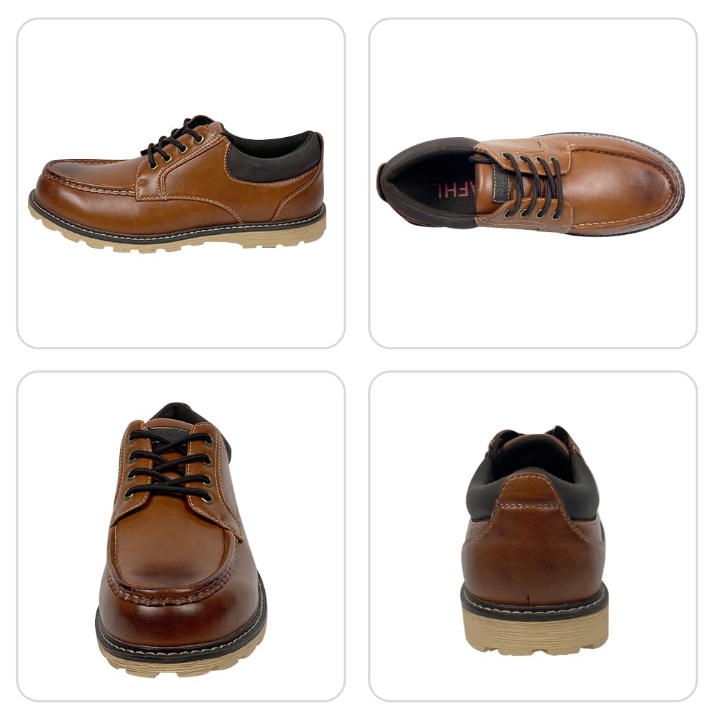 PAFHL Casual Walking for and Business Size Men's Shoes, Lace-Up Sneakers, Shoes, Lightweight, Water-Repellent, Non-Slip, Casual, Commuting, (Brown,