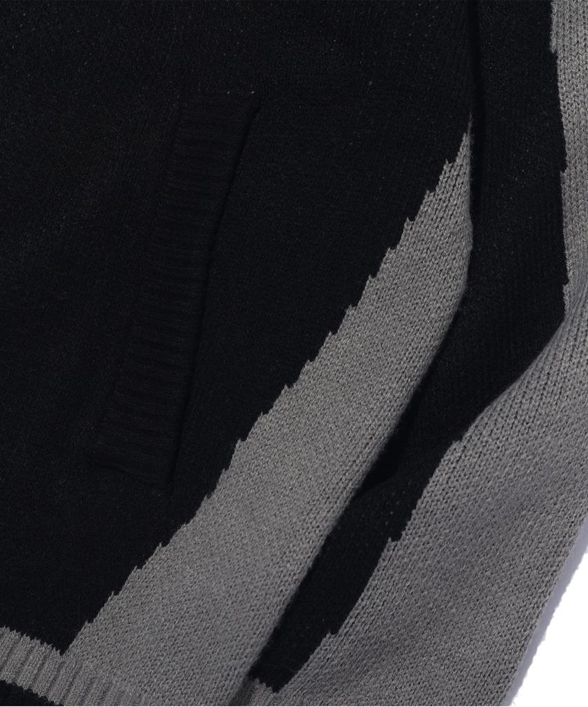 Eonoideu Color Block Jacquard High-Neck Knit Zip-Up Lq5Su516_Black
