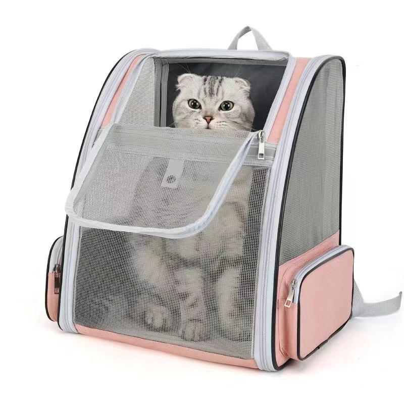 Portable Breathable Cat Backpack: Lightweight Foldable Kitten Carrier with Large Capacity