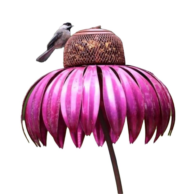 

AEE4-Bird Feeder Bottle With Stand Outdoor Garden Flower Shaped Bird Feeder красный