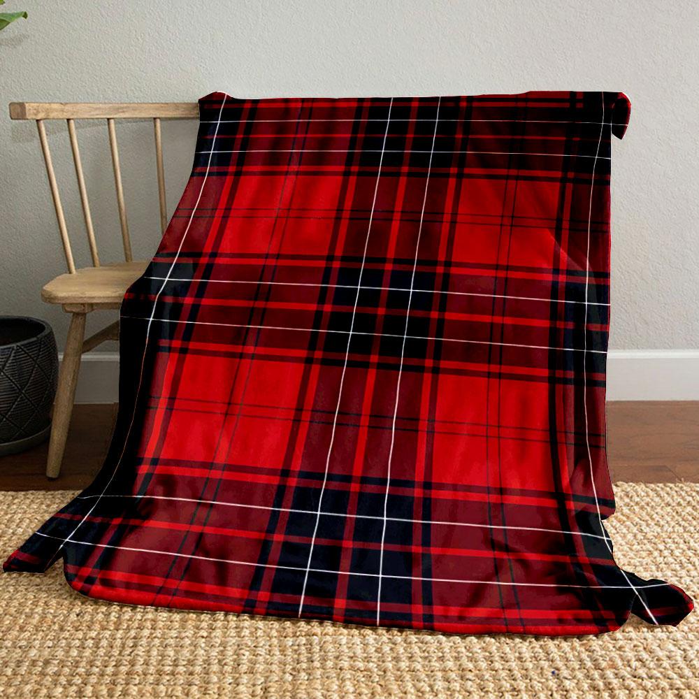 Red and Black Tartan Pattern with White and Green Intersecting Lines. for All Seasons Blanket Lunch Break Throw Gift