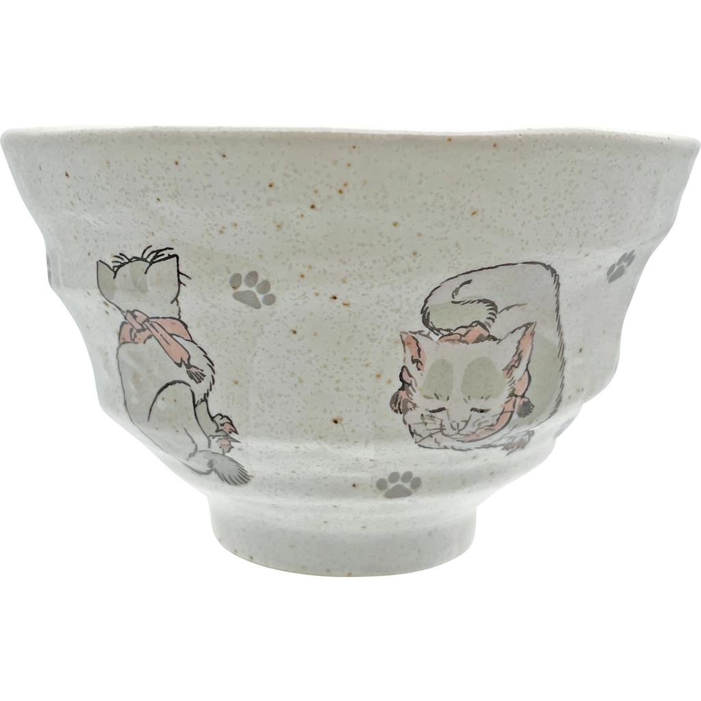 Sun Art Rice Bowl with Cat Katsushika Hokusai Japanese Matcha 12 x 7 Made in "Hokusai Animals" Design, Design, Tableware, Bowl, White, Approx. cm,
