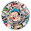 50 Popeye Cartoon Stickers: Waterproof Anime Decorations for Notebooks, Cars, Motorcycles, and Luggage
